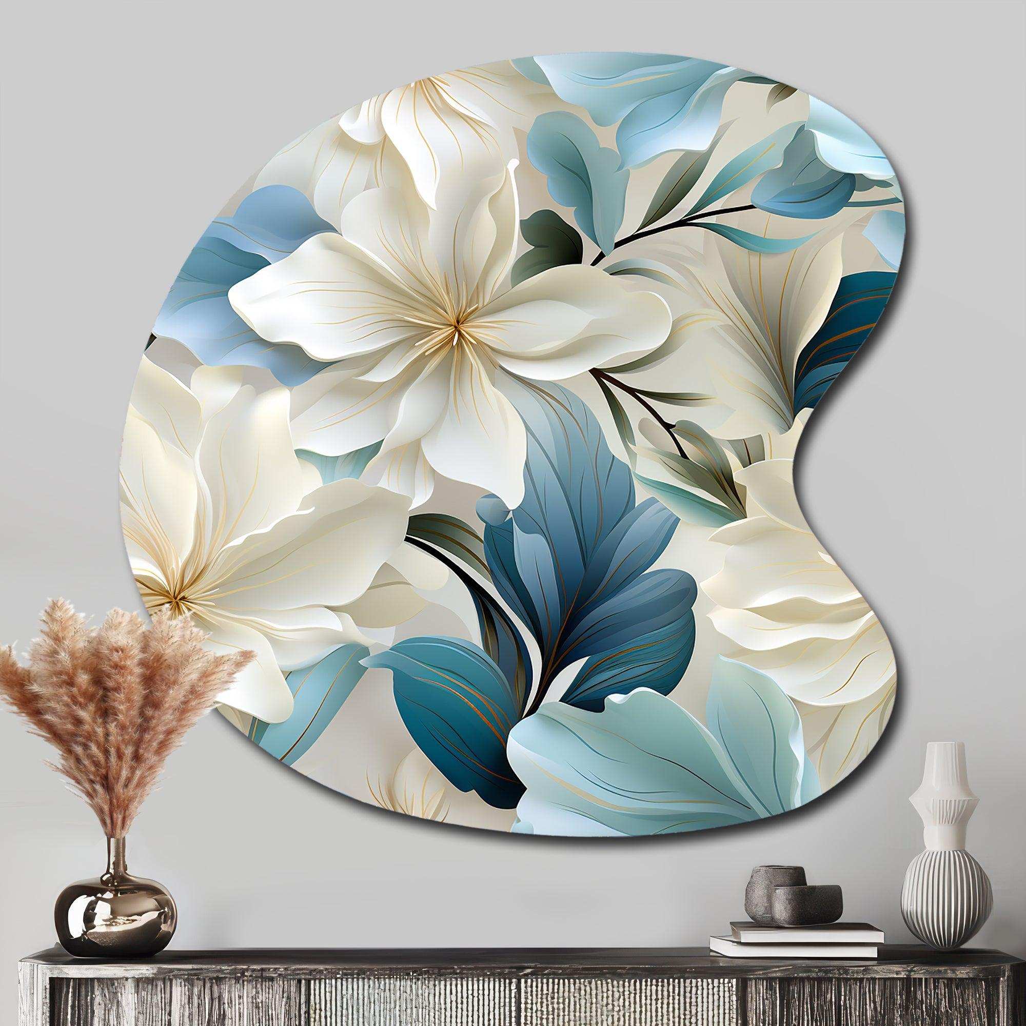 Coastal Symphony Tropical Pattern - Asymmetric Metal Wall Art
