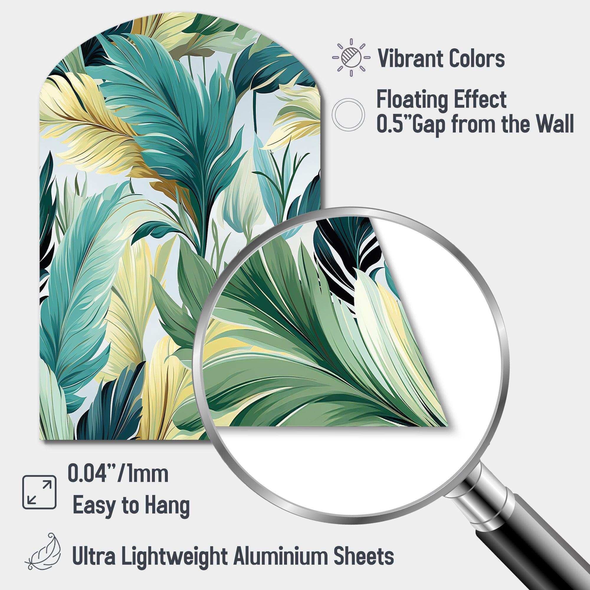 Palm Mirage Tropical Pattern - Asymmetric Metal Wall Art
