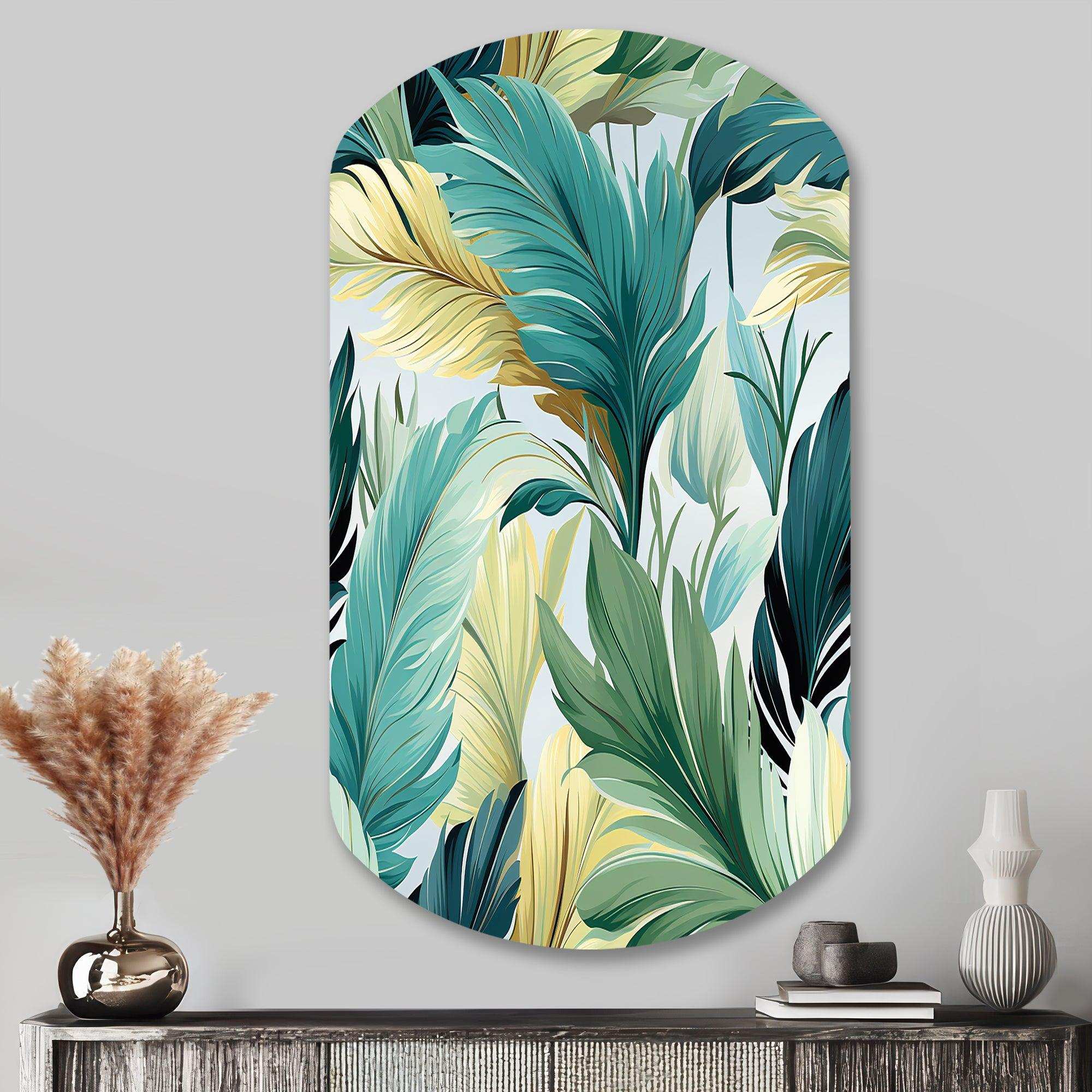 Palm Mirage Tropical Pattern - Asymmetric Metal Wall Art