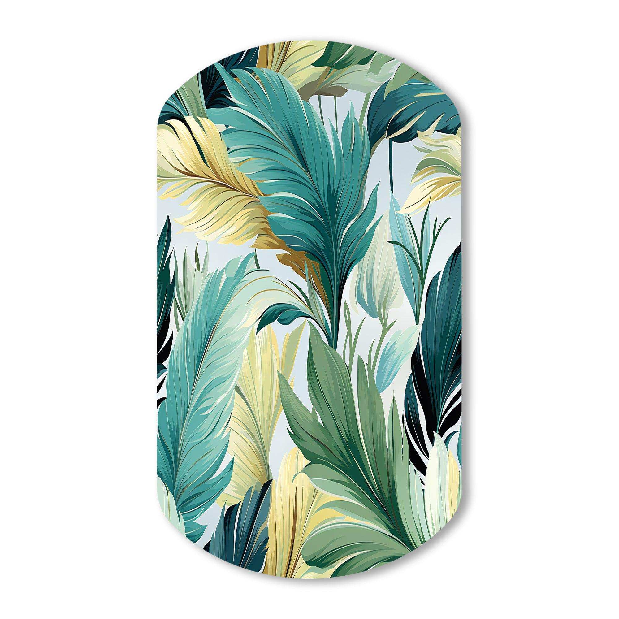 Palm Mirage Tropical Pattern - Asymmetric Metal Wall Art