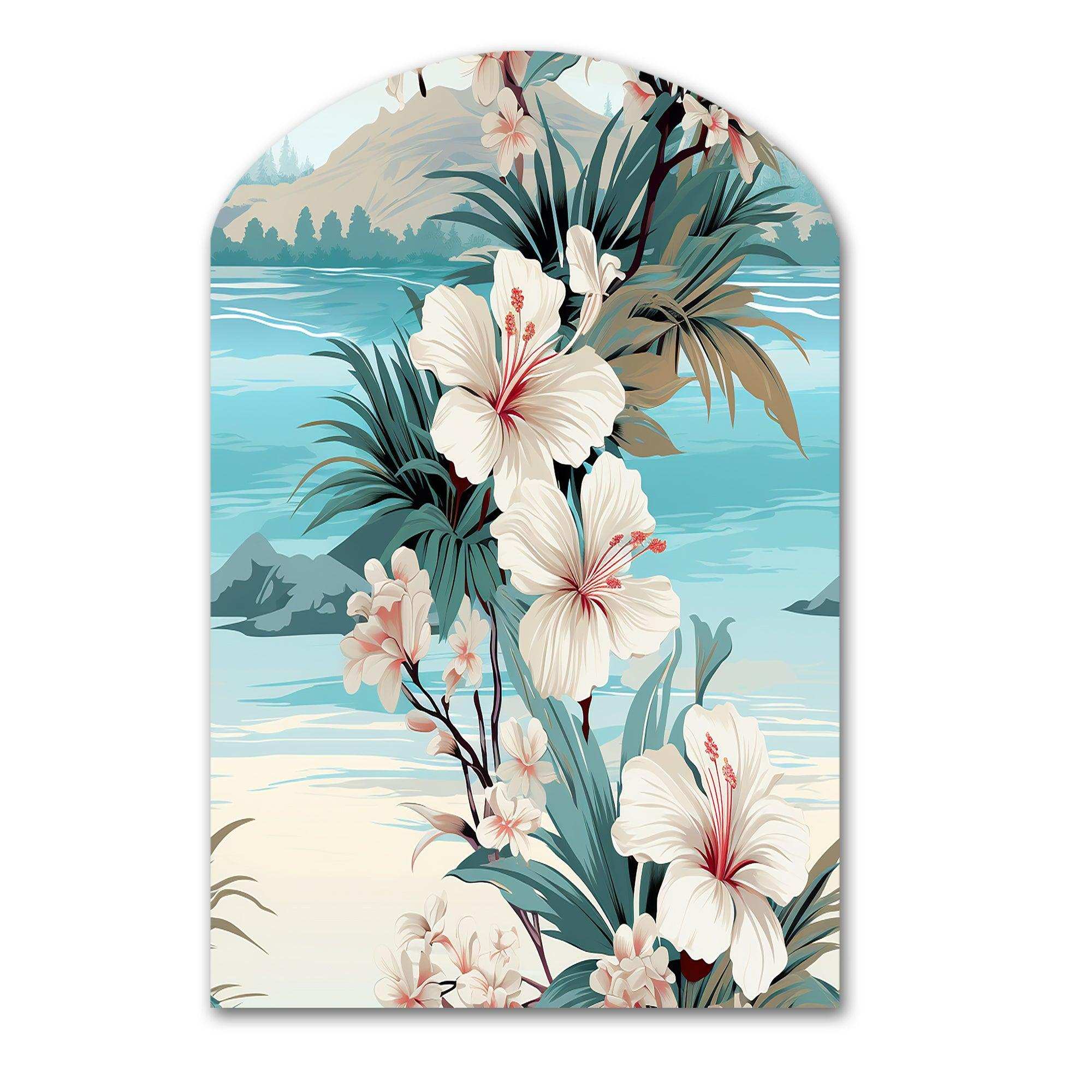 Seaside Reflections Tropical Pattern - Asymmetric Metal Wall Art