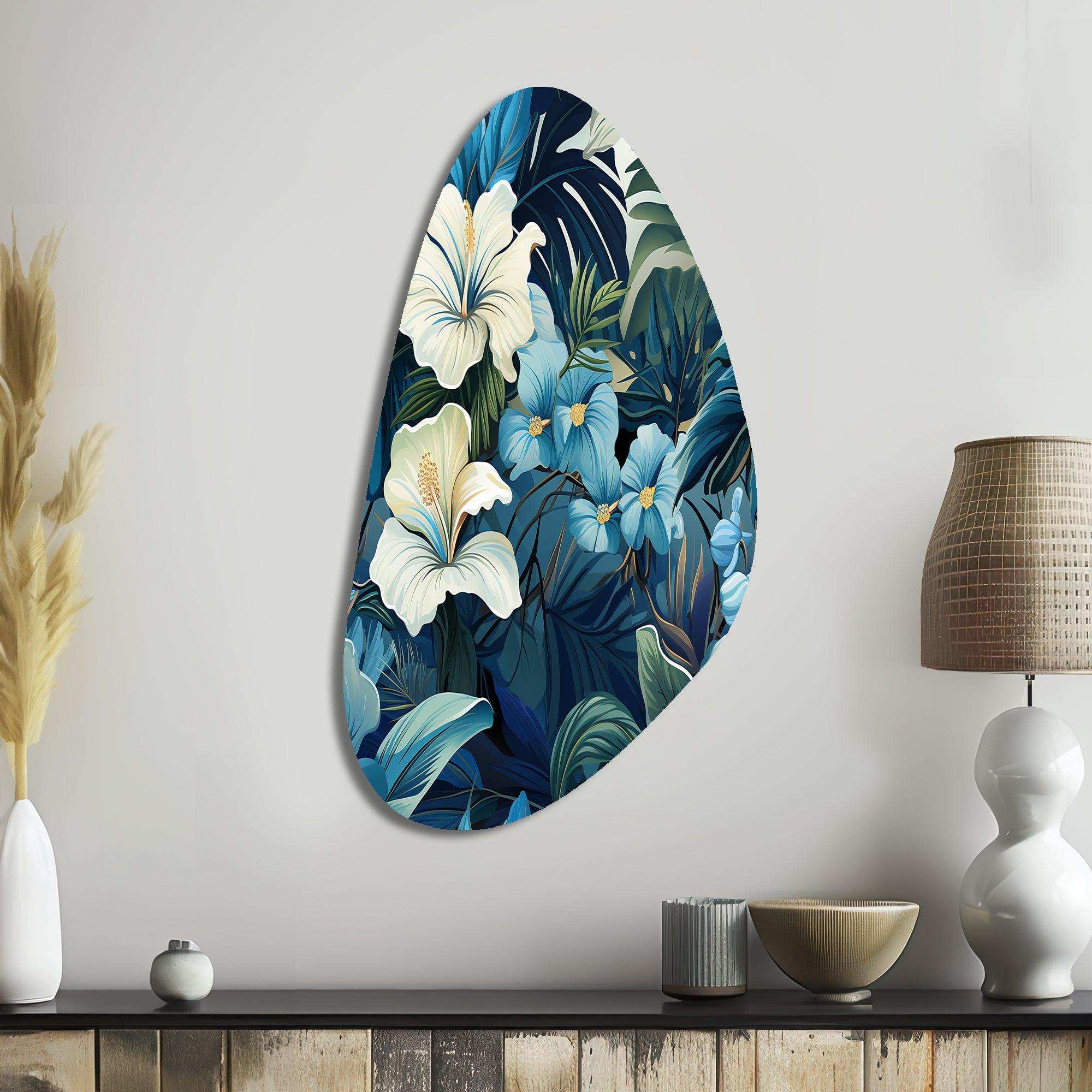 Twilight Oasis Tropical Pattern - Asymmetric Metal Wall Art