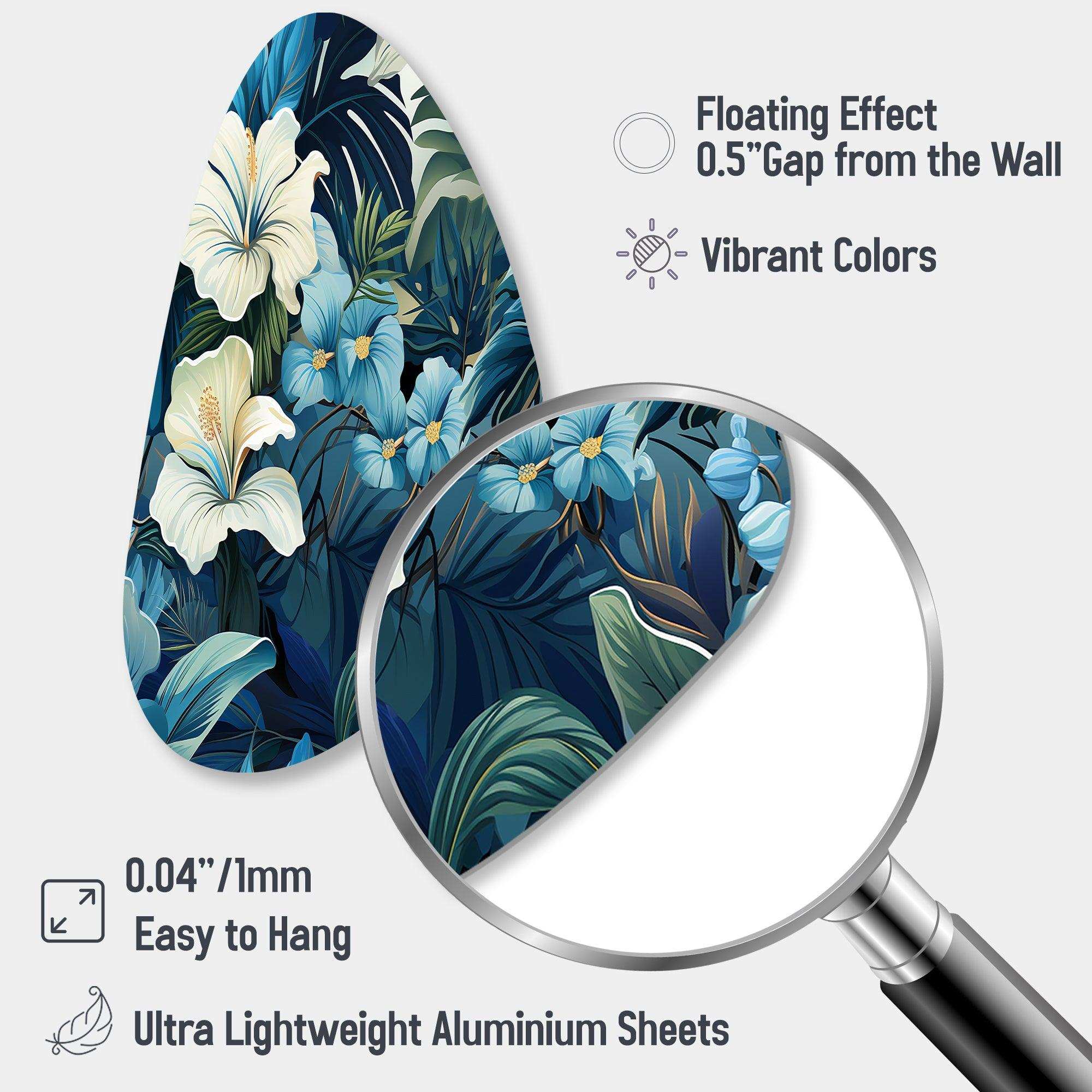 Twilight Oasis Tropical Pattern - Asymmetric Metal Wall Art