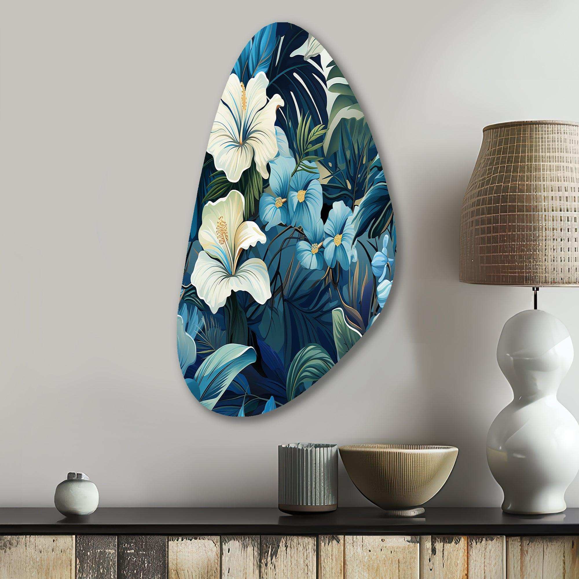 Twilight Oasis Tropical Pattern - Asymmetric Metal Wall Art