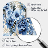 Floral Blue And White Victorian Pattern - Asymmetric Metal Wall Art