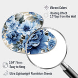Floral Blue And White Victorian Pattern - Asymmetric Metal Wall Art