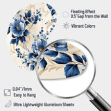 Cobalt Blue Cameo Trellis Victorian Pattern - Asymmetric Metal Wall Art