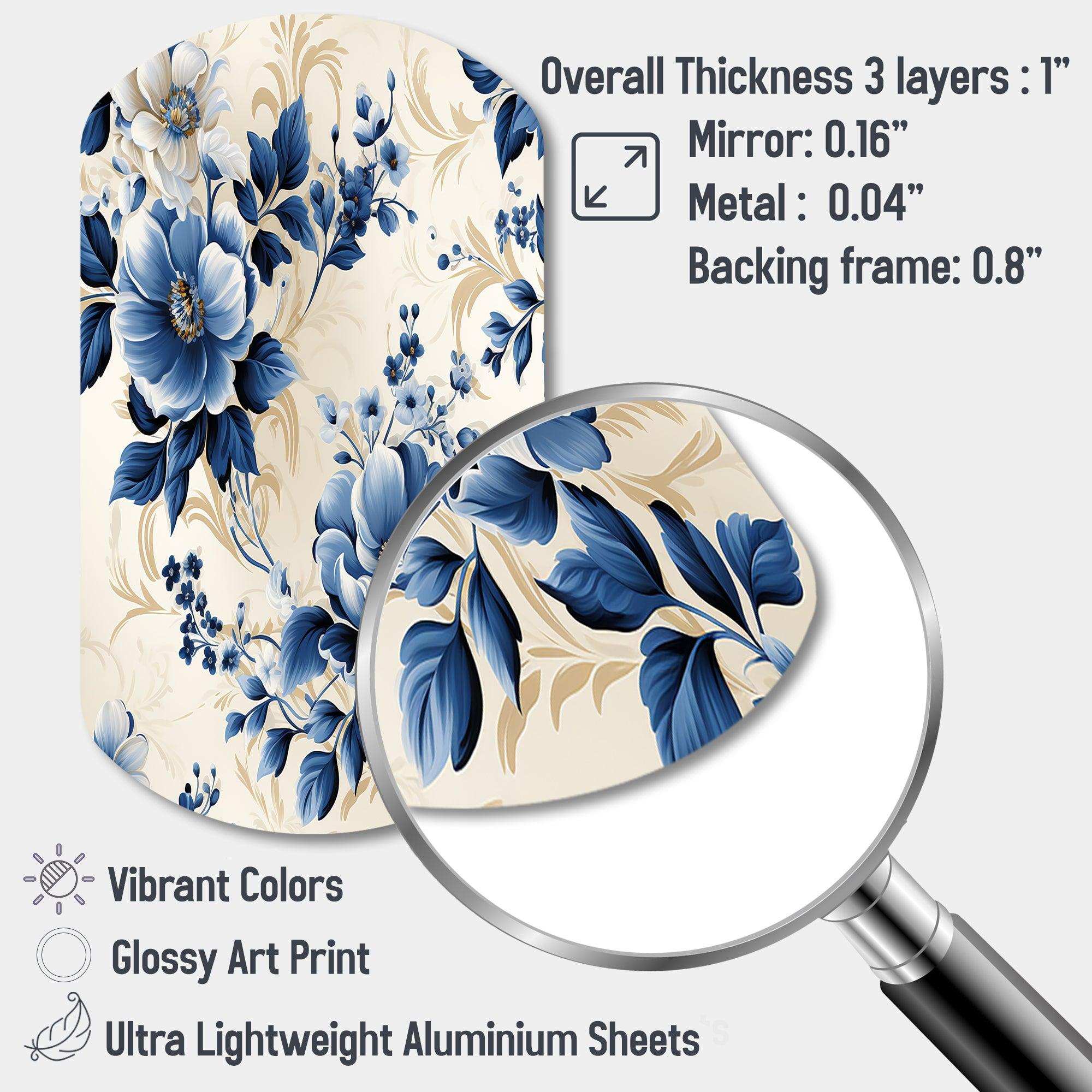 Cobalt Blue Cameo Trellis Victorian Pattern - Asymmetric Metal Wall Art