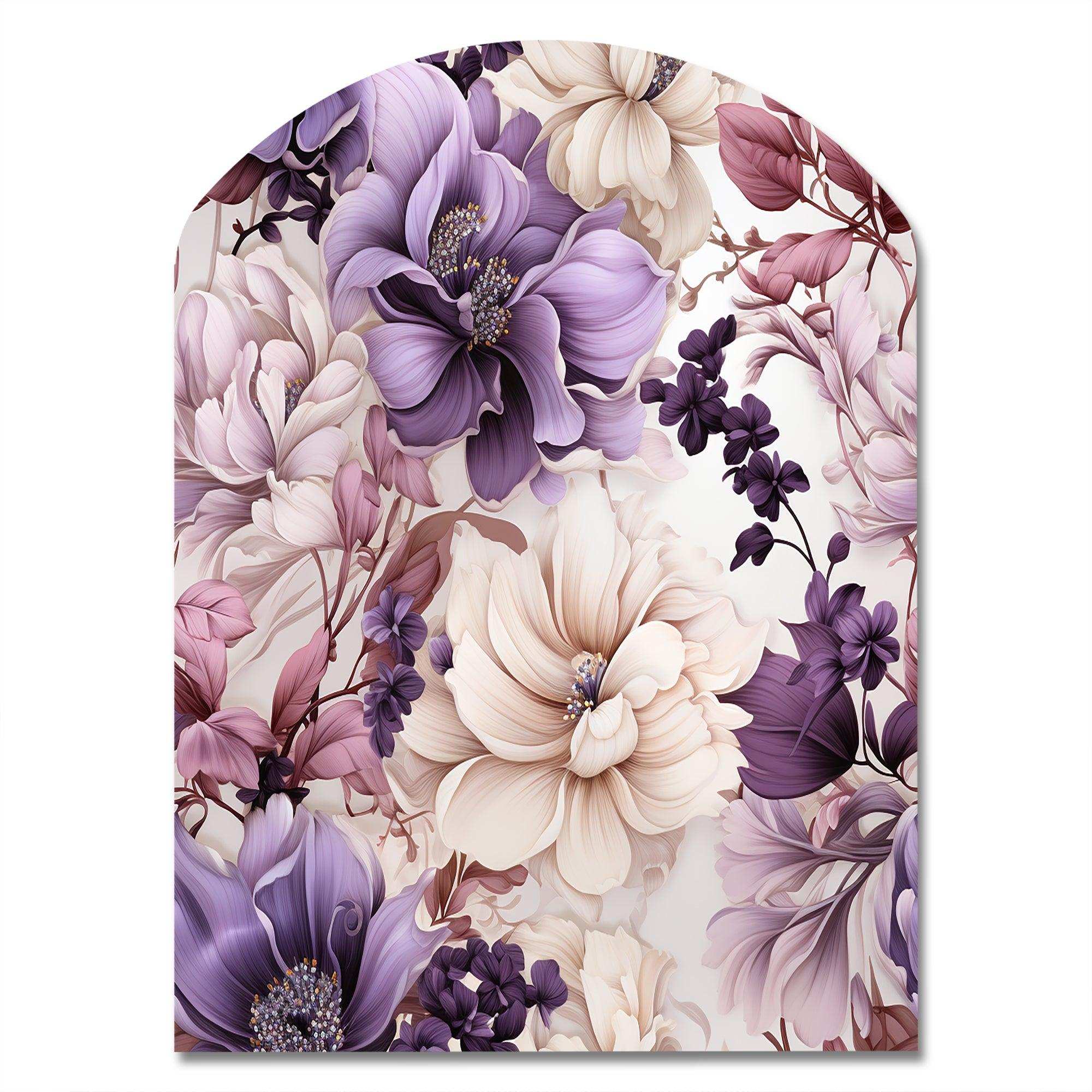 Ethereal Floral Delight Victorian Pattern - Asymmetric Metal Wall Art