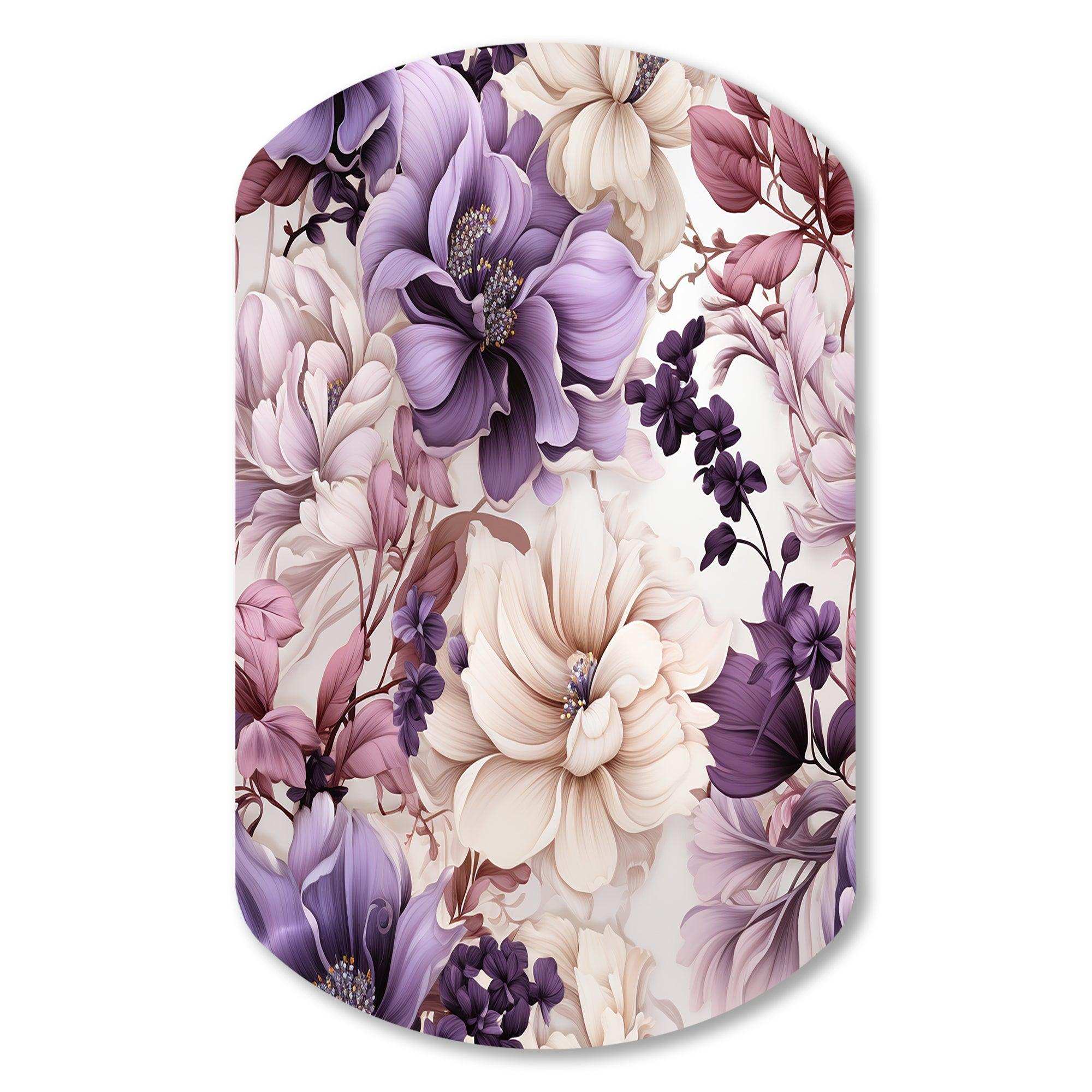 Ethereal Floral Delight Victorian Pattern - Asymmetric Metal Wall Art