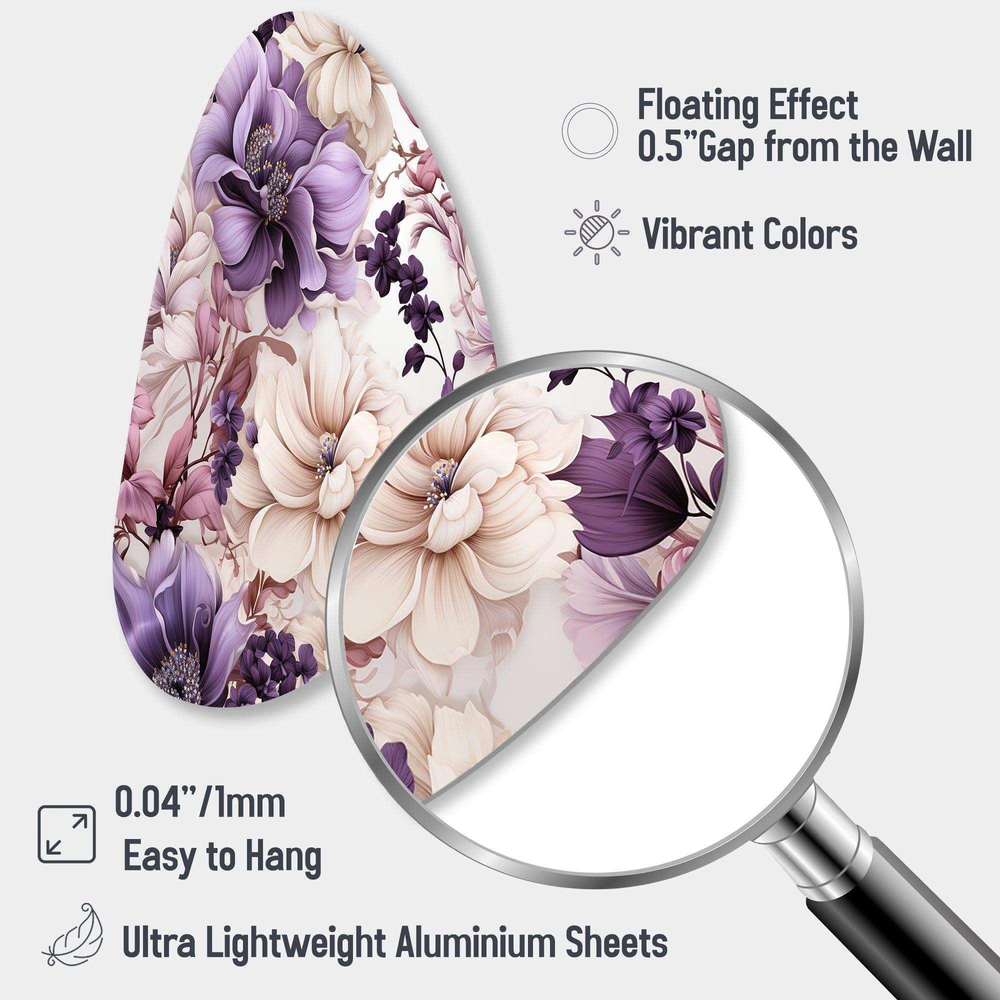 Ethereal Floral Delight Victorian Pattern - Asymmetric Metal Wall Art