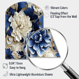 Victorian Cobalt Blue Foliage Victorian Pattern - Asymmetric Metal Wall Art