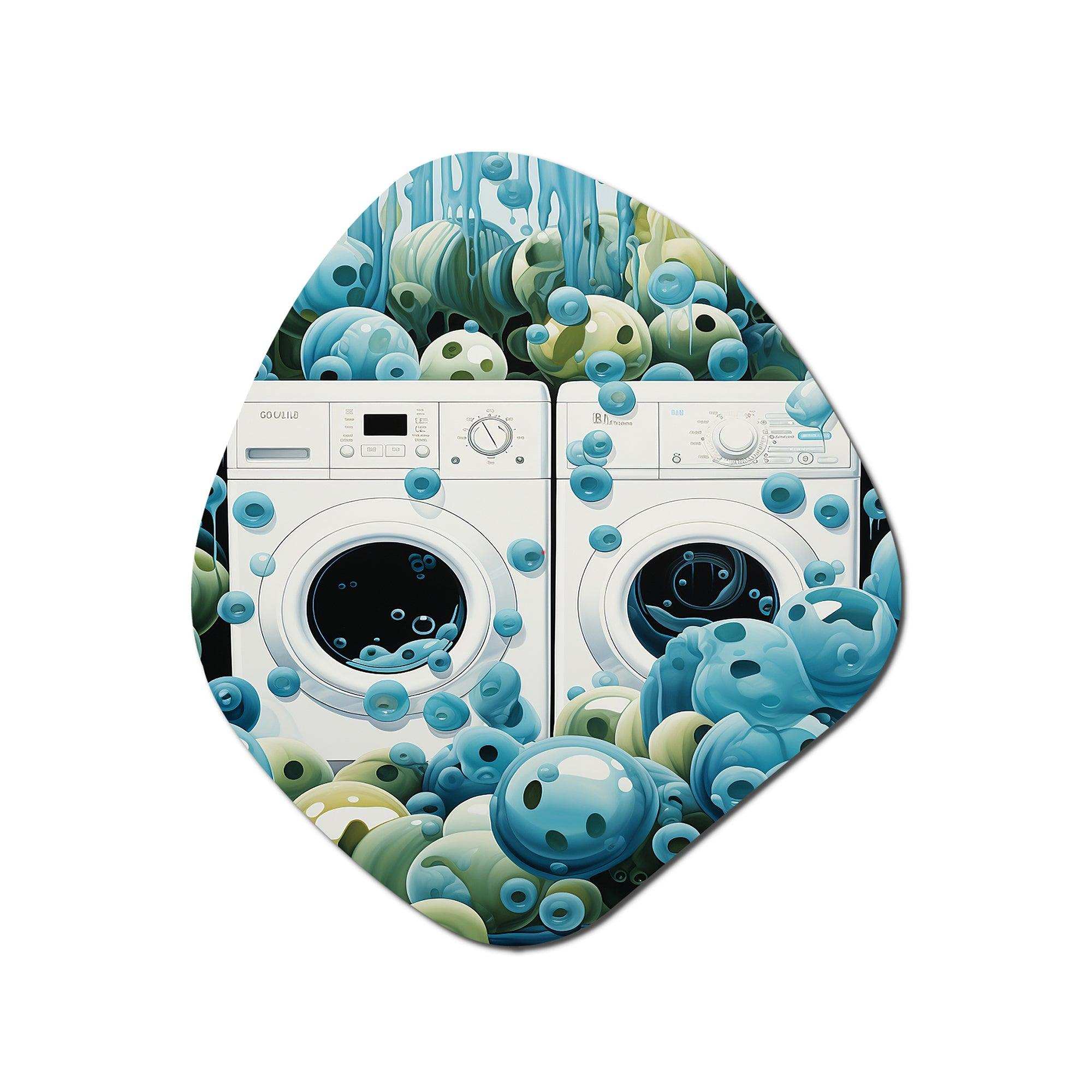 Blue and white Landry Bubble Trouble - Asymmetric Metal Wall Art