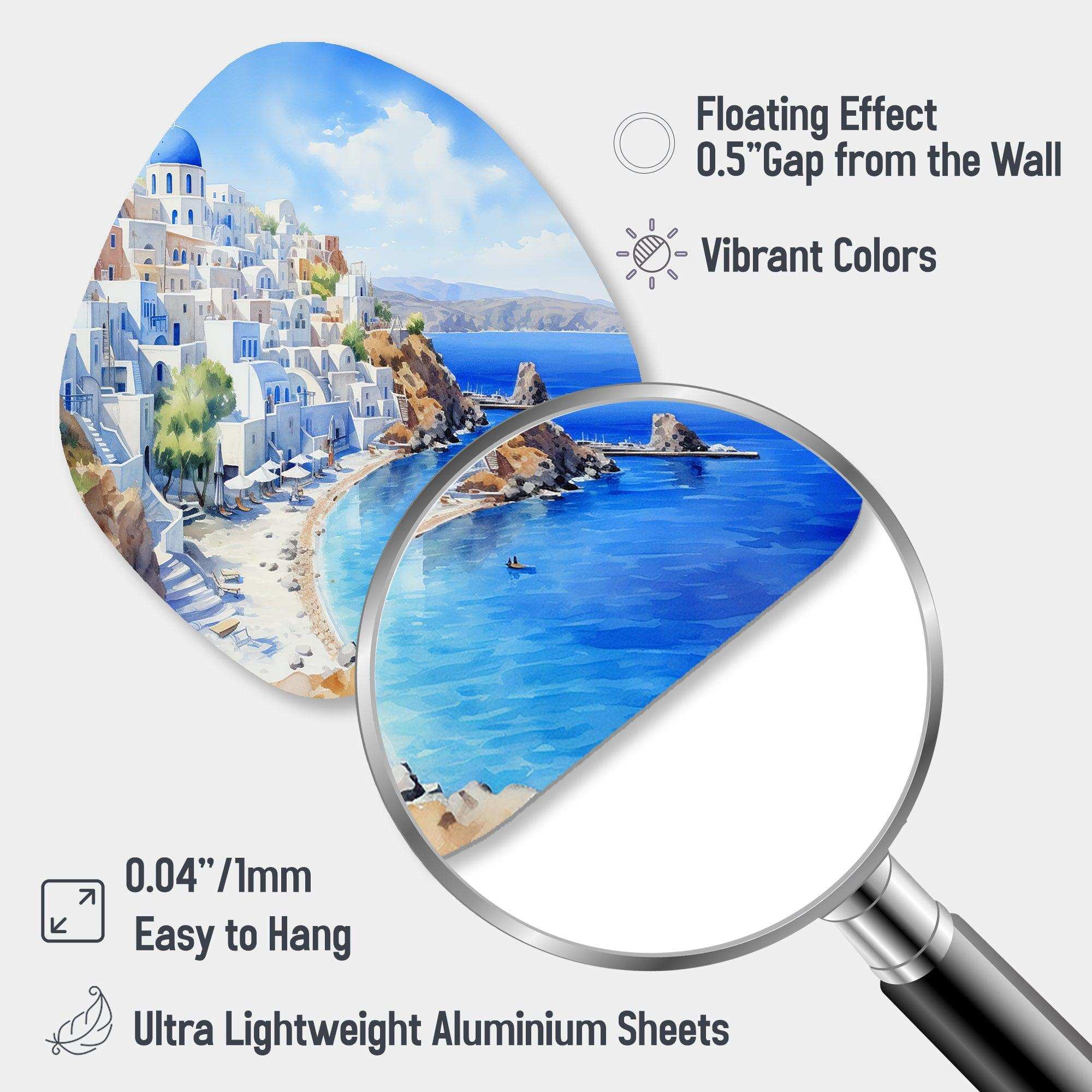 Santorini Greece serenity  - Asymmetric Metal Wall Art