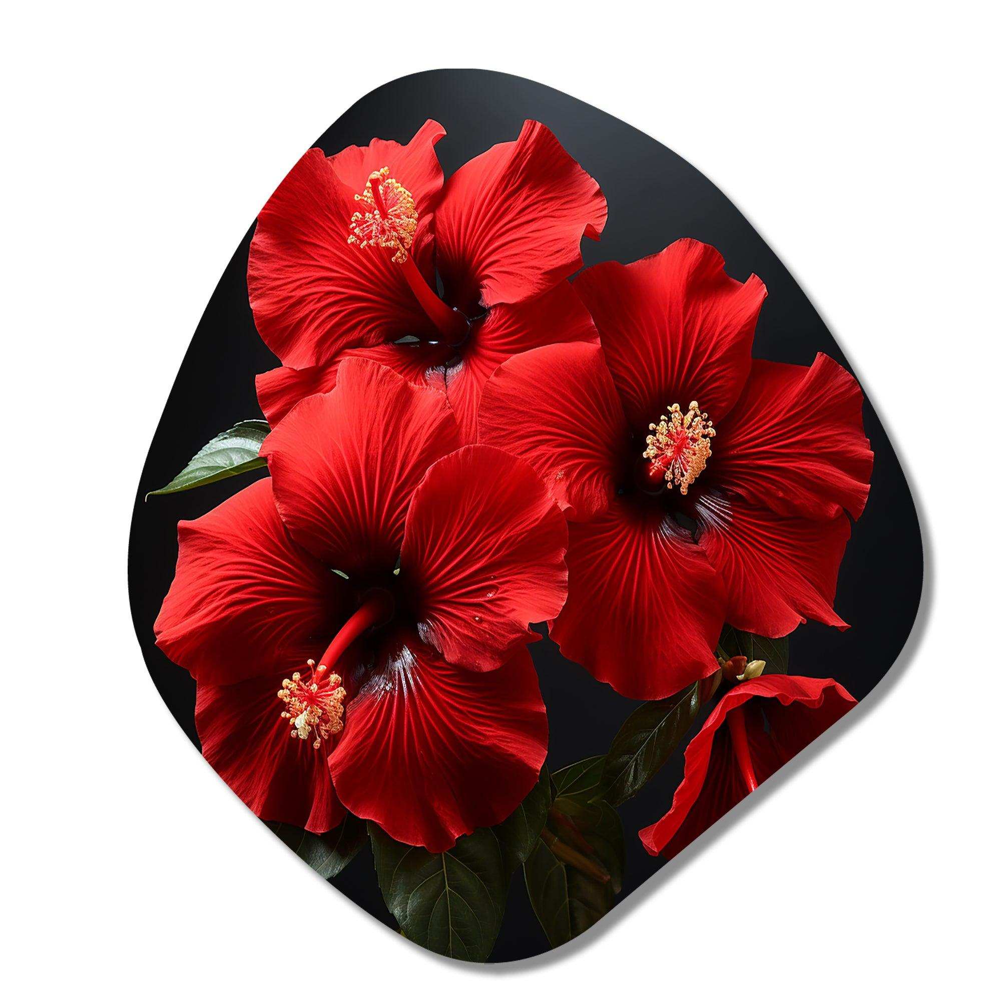 Tropical Radiance Red Hibiscus  II - Asymmetric Metal Wall Art