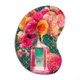 High Fashion Perfume Bottle Vase With Flowers II - Asymmetric Metal Wall Art