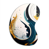 Blue And Gold Modern Art Abstract Painting VI - Asymmetric Metal Wall Art