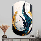 Blue And Gold Modern Art Abstract Painting VI - Asymmetric Metal Wall Art
