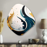 Blue And Gold Modern Art Abstract Painting VI - Asymmetric Metal Wall Art