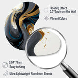 Black, White And Gold Liquid Art IV - Asymmetric Metal Wall Art