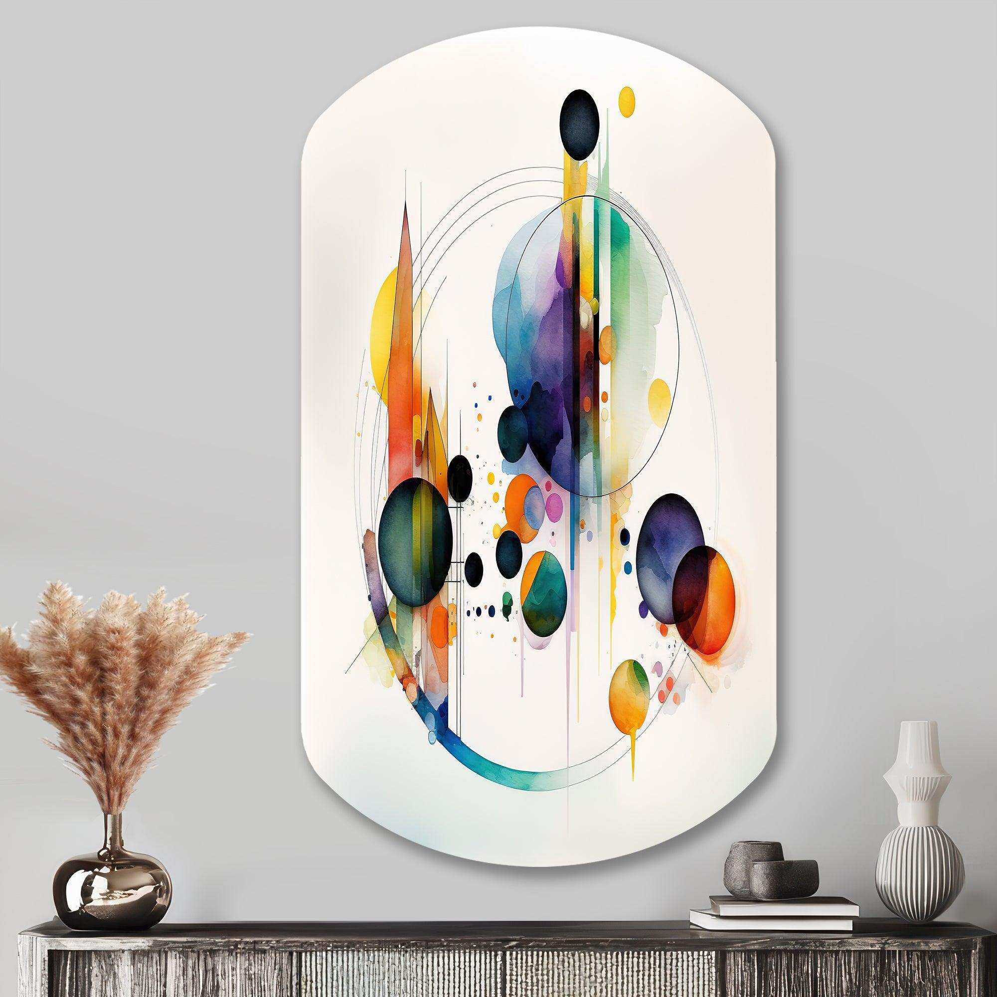 Multi-Color Watercolor Geometric Art I - Asymmetric Metal Wall Art