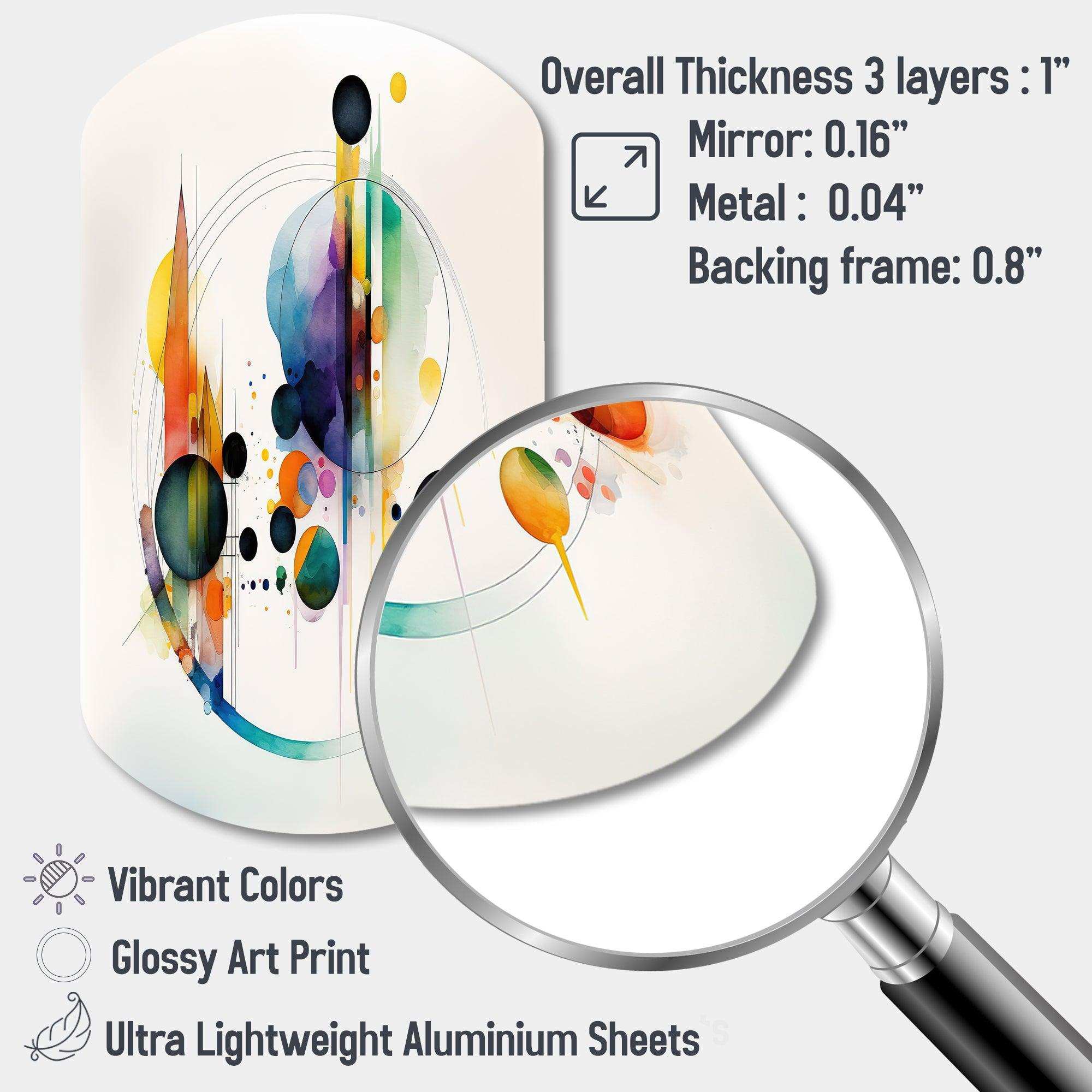 Multi-Color Watercolor Geometric Art I - Asymmetric Metal Wall Art