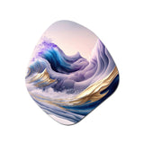 Blue, Gold And Purple Splash Paint IV - Asymmetric Metal Wall Art