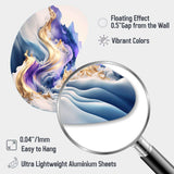 Blue And Gold Splash Paint III - Asymmetric Metal Wall Art