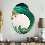 Emerald Green And Gold Abstract Waves III - Asymmetric Metal Wall Art