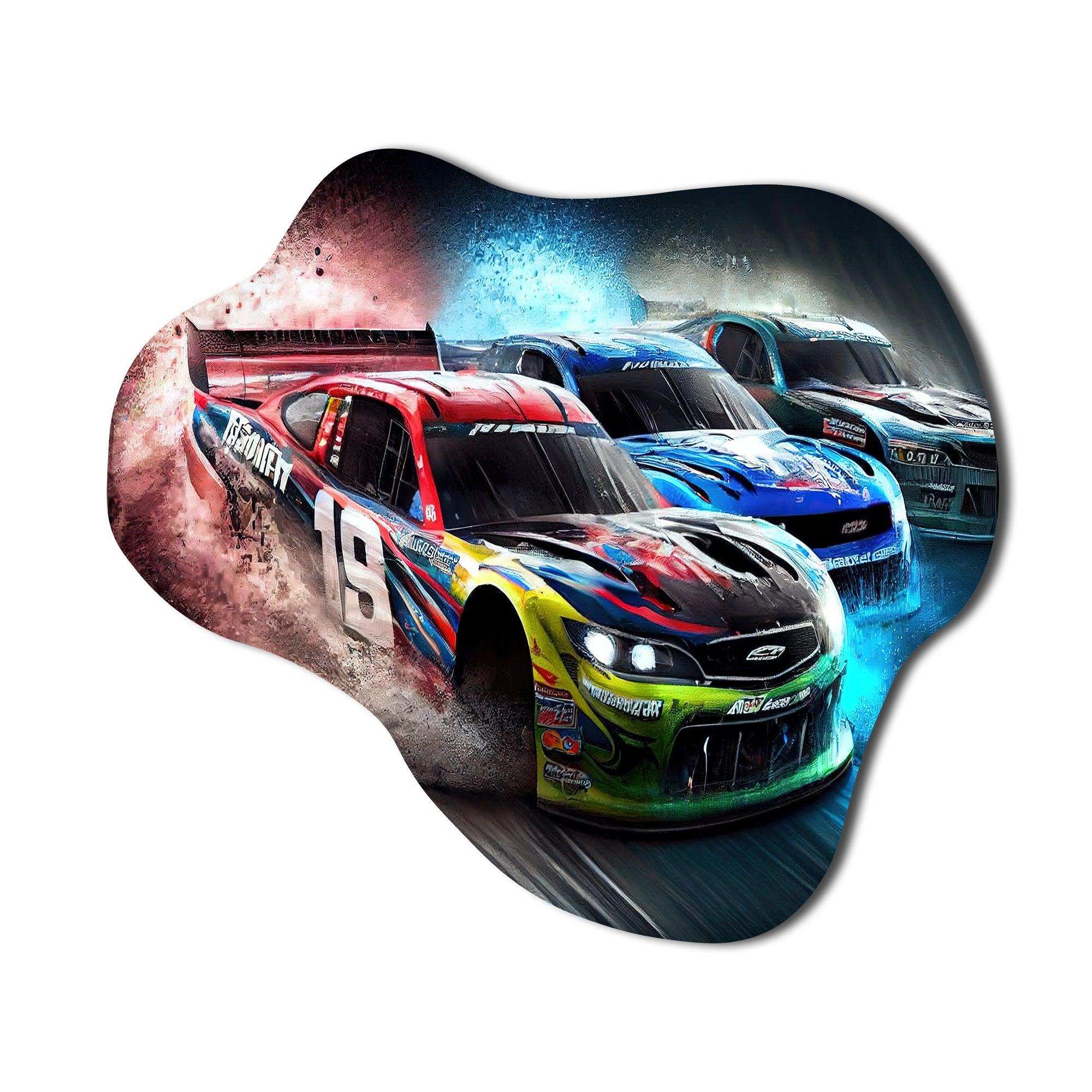 American Stock Car Racing V - Asymmetric Metal Wall Art