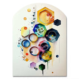 Hexagon And Circular Abstract II - Asymmetric Metal Wall Art