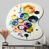 Hexagon And Circular Abstract II - Asymmetric Metal Wall Art