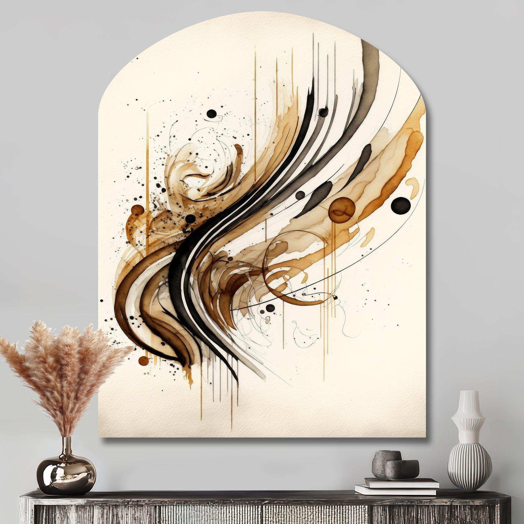 Brown And Black Movement I - Asymmetric Metal Wall Art