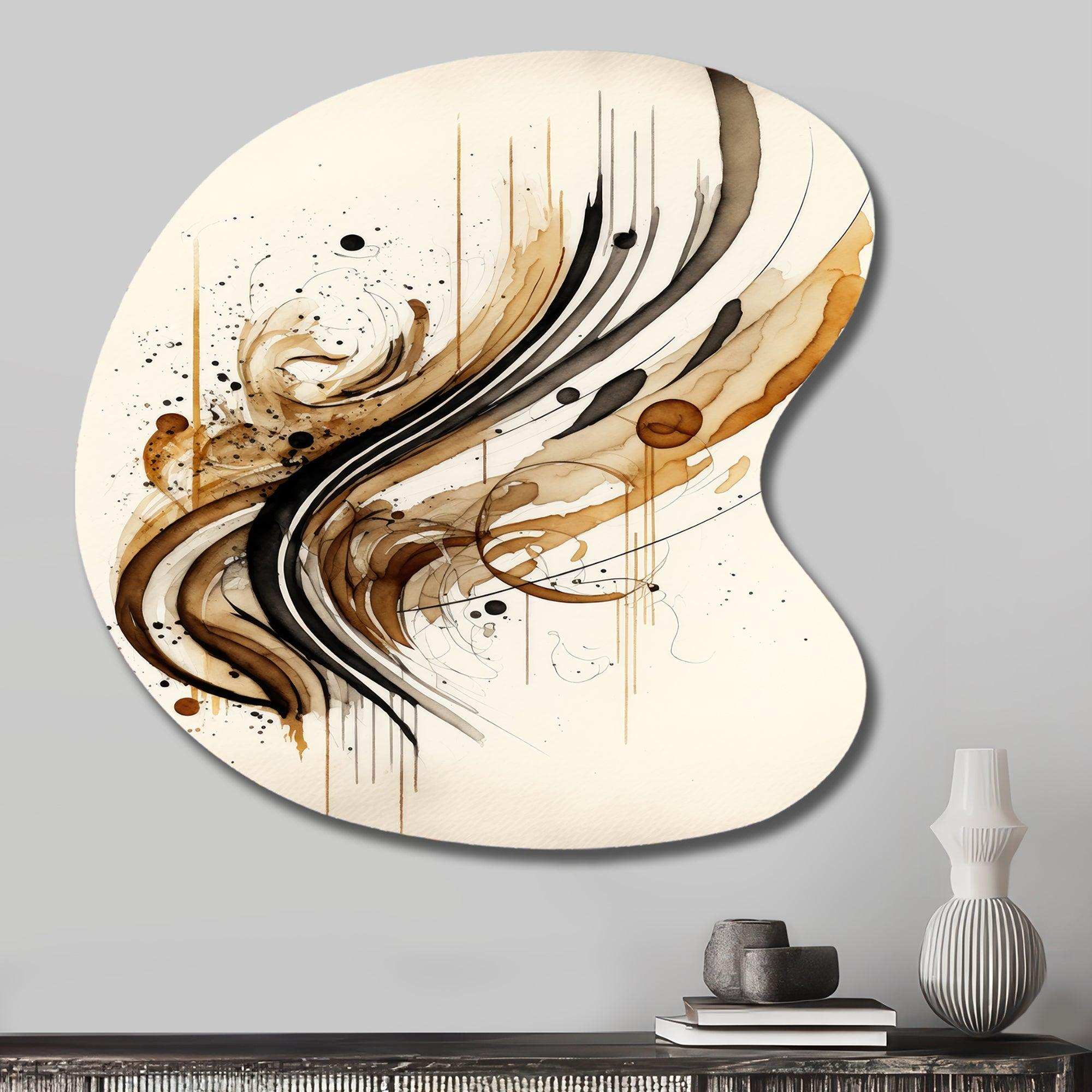 Brown And Black Movement I - Asymmetric Metal Wall Art