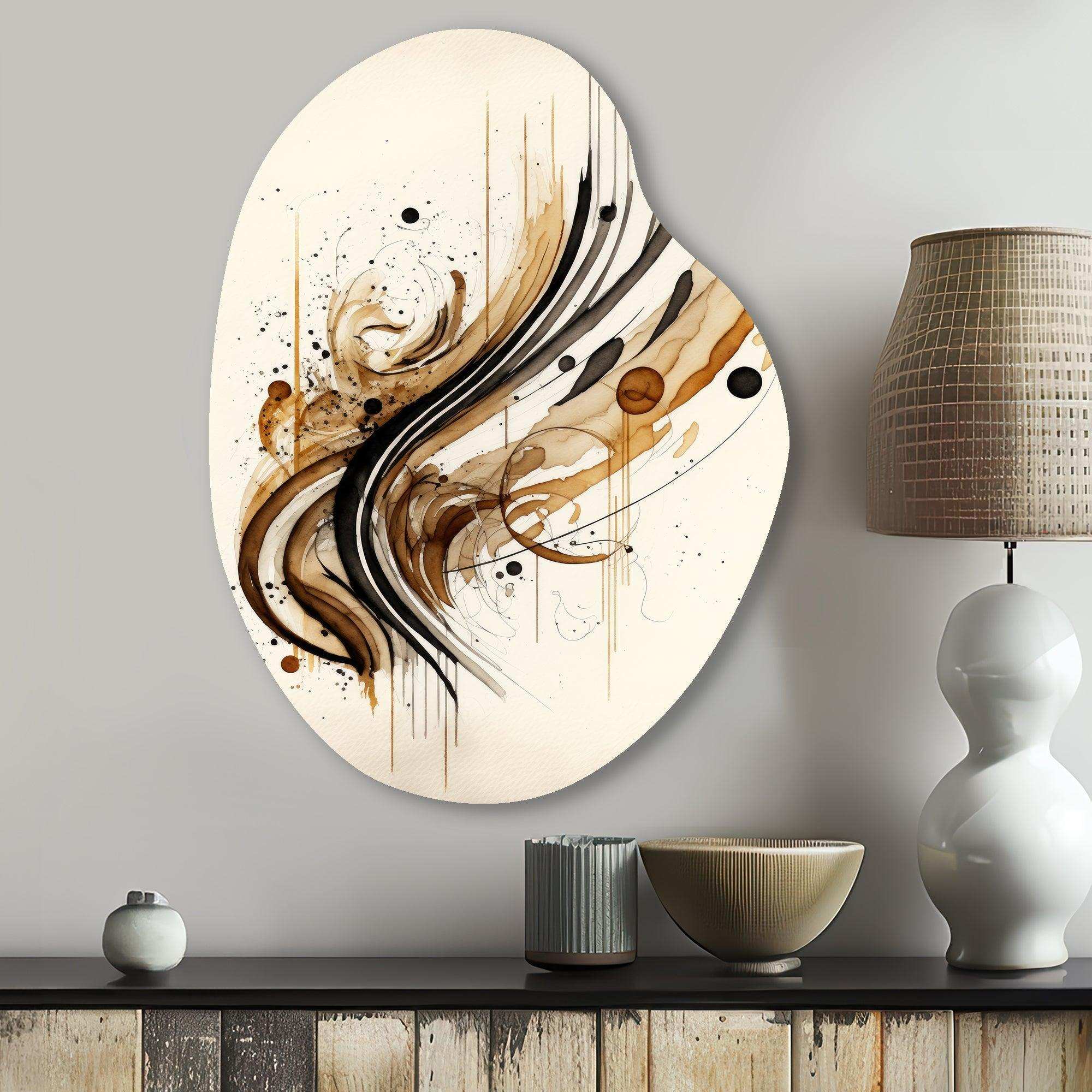 Brown And Black Movement I - Asymmetric Metal Wall Art