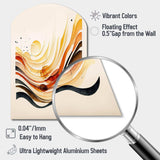 Burnt Orange Waves Abstract IV - Asymmetric Metal Wall Art