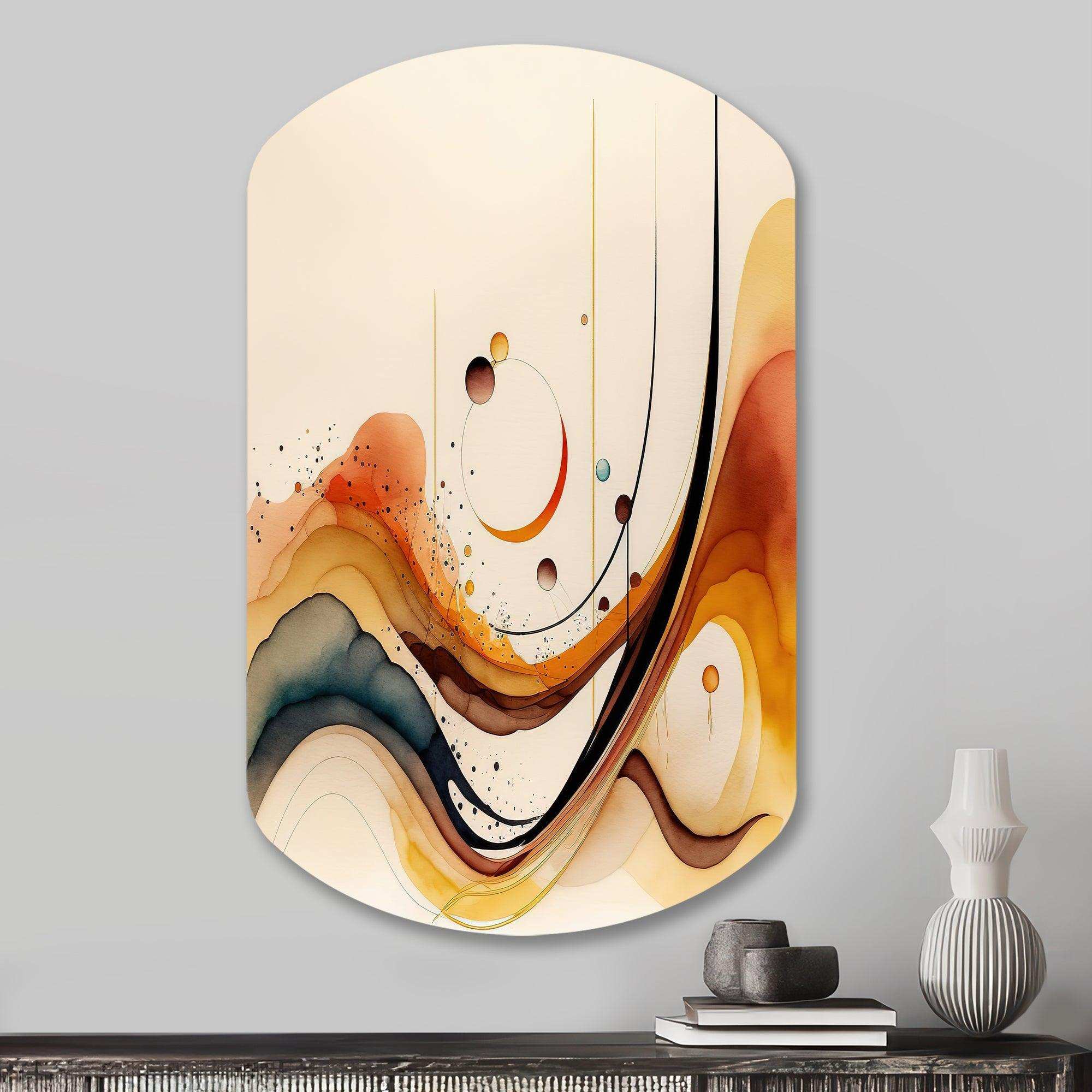 Burnt Orange Waves Abstract V - Asymmetric Metal Wall Art