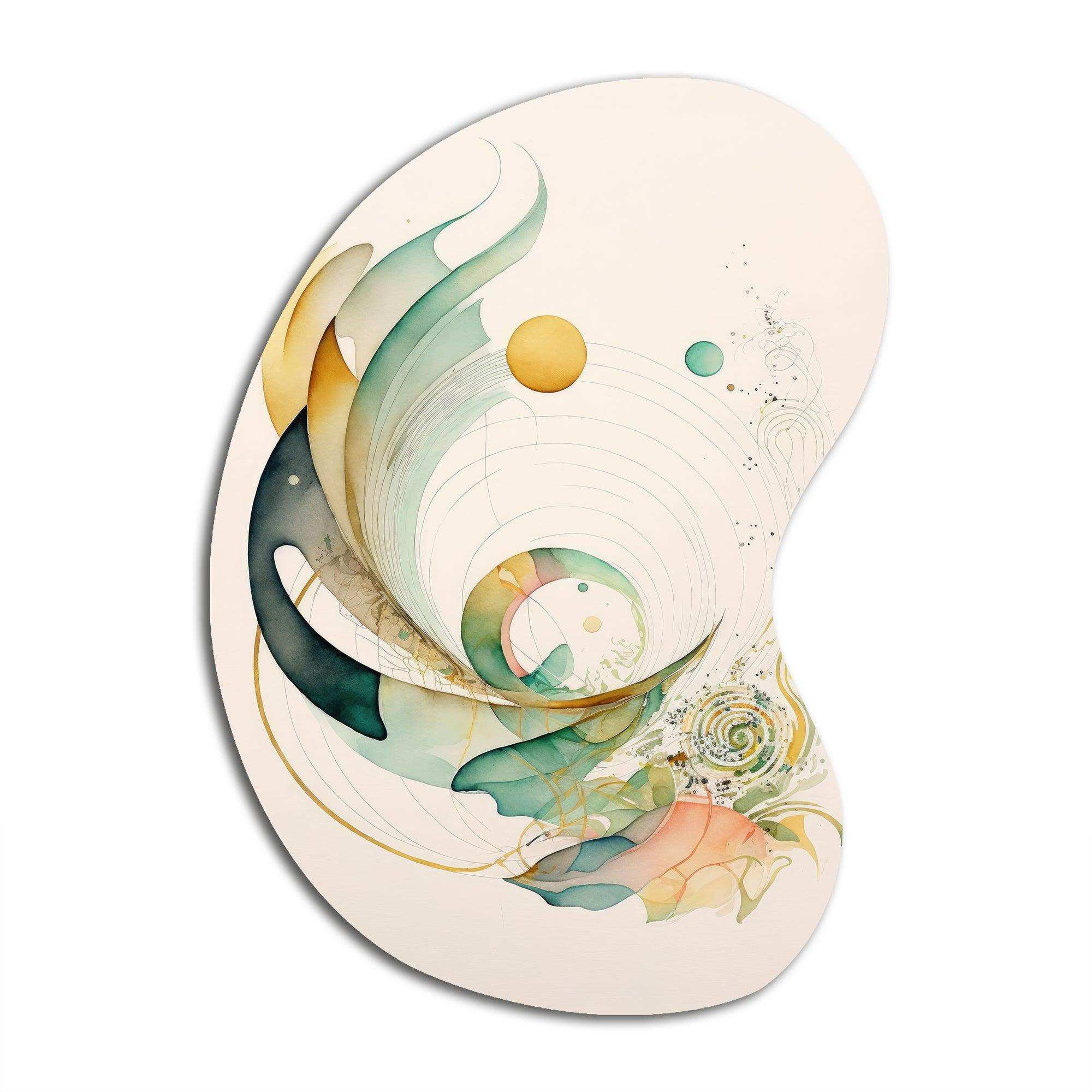 Green Abstract Swirl - Asymmetric Metal Wall Art