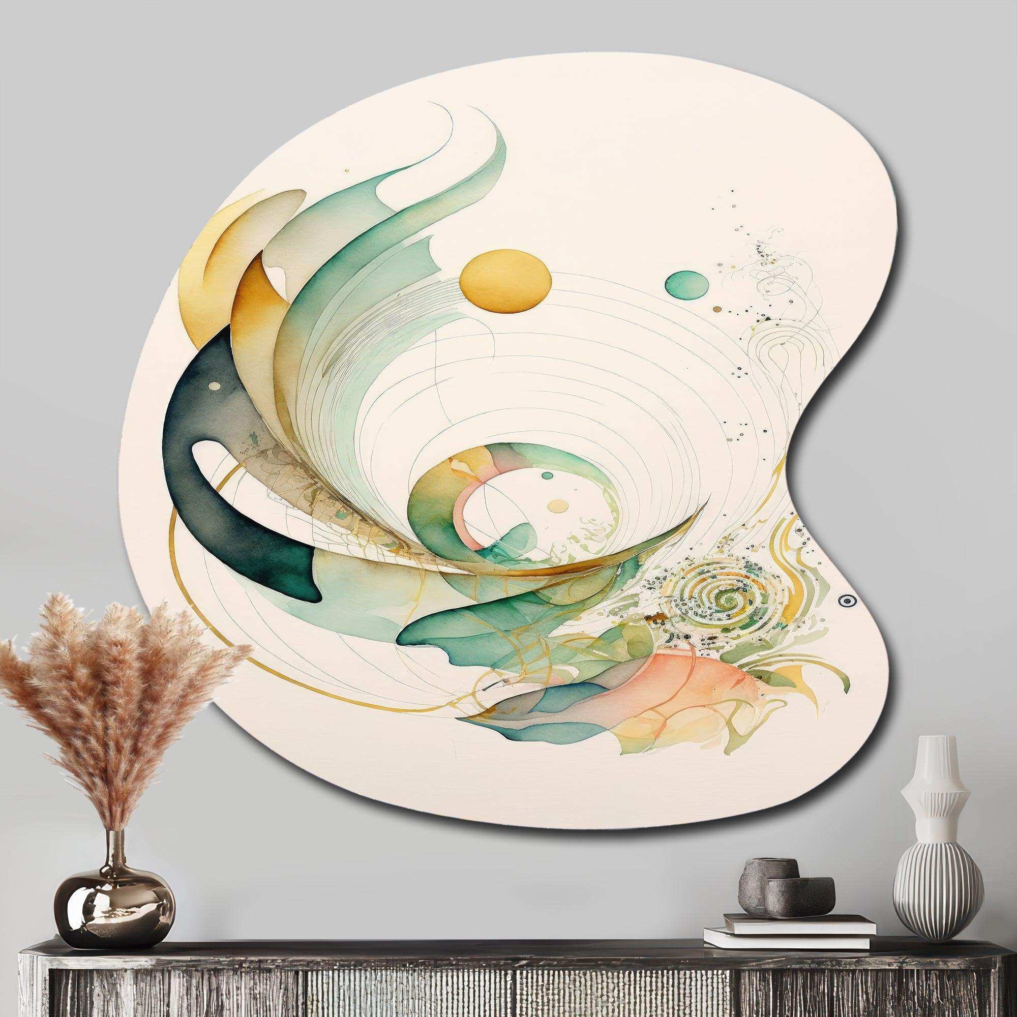 Green Abstract Swirl - Asymmetric Metal Wall Art