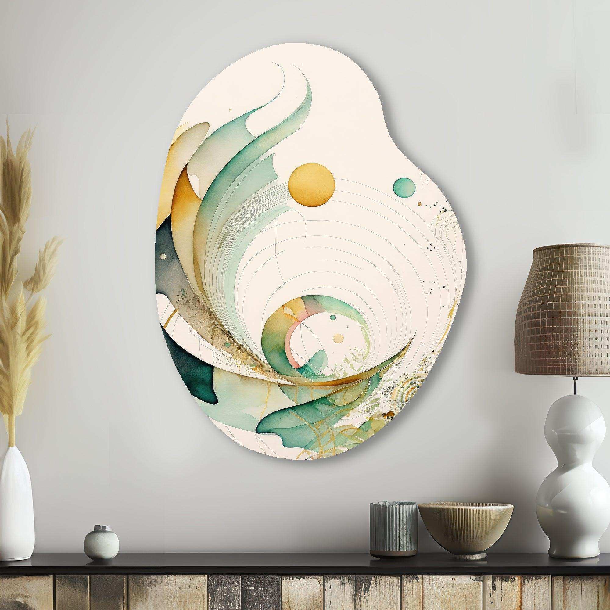 Green Abstract Swirl - Asymmetric Metal Wall Art