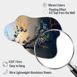Blue Cherry Blossom Branch I - Asymmetric Metal Wall Art