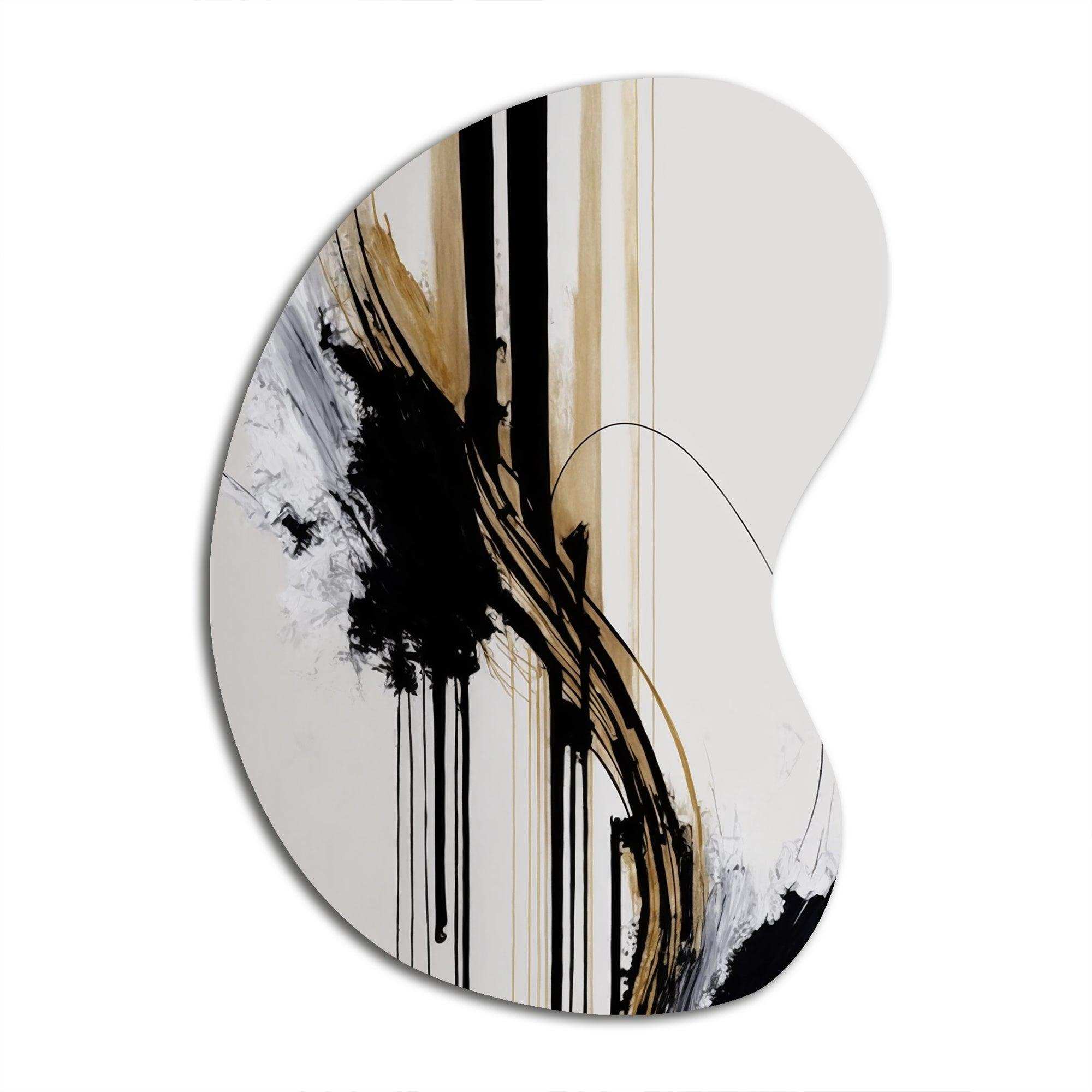 Golden Minimalist Abstract II - Asymmetric Metal Wall Art
