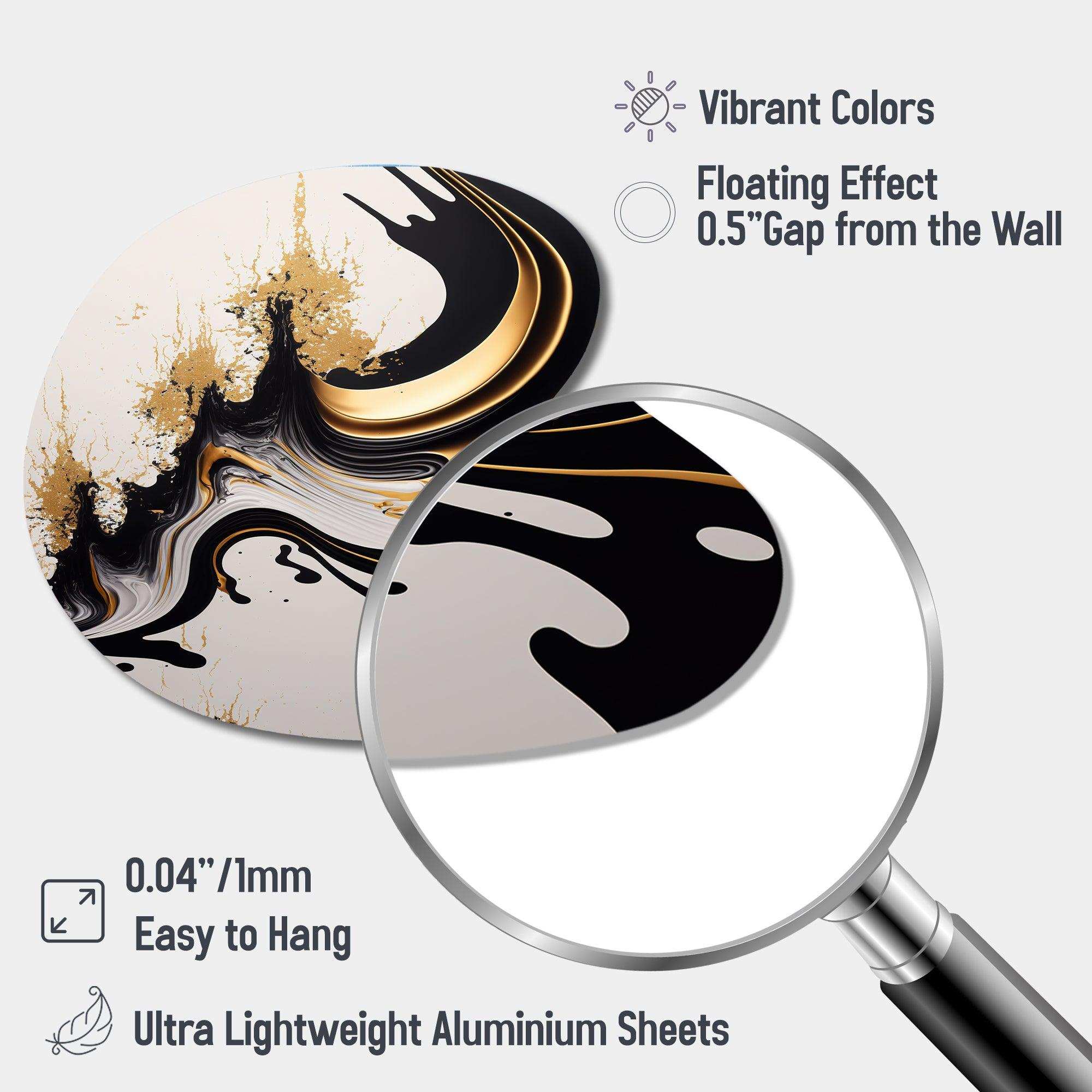 Black And Gold Wave - Asymmetric Metal Wall Art