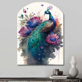 Cute Peacock Floral Art I - Asymmetric Metal Wall Art