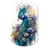 Cute Peacock Floral Art II - Asymmetric Metal Wall Art