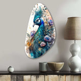 Cute Peacock Floral Art II - Asymmetric Metal Wall Art