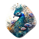 Cute Peacock Floral Art II - Asymmetric Metal Wall Art