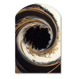 Black And Gold Circle V - Asymmetric Metal Wall Art