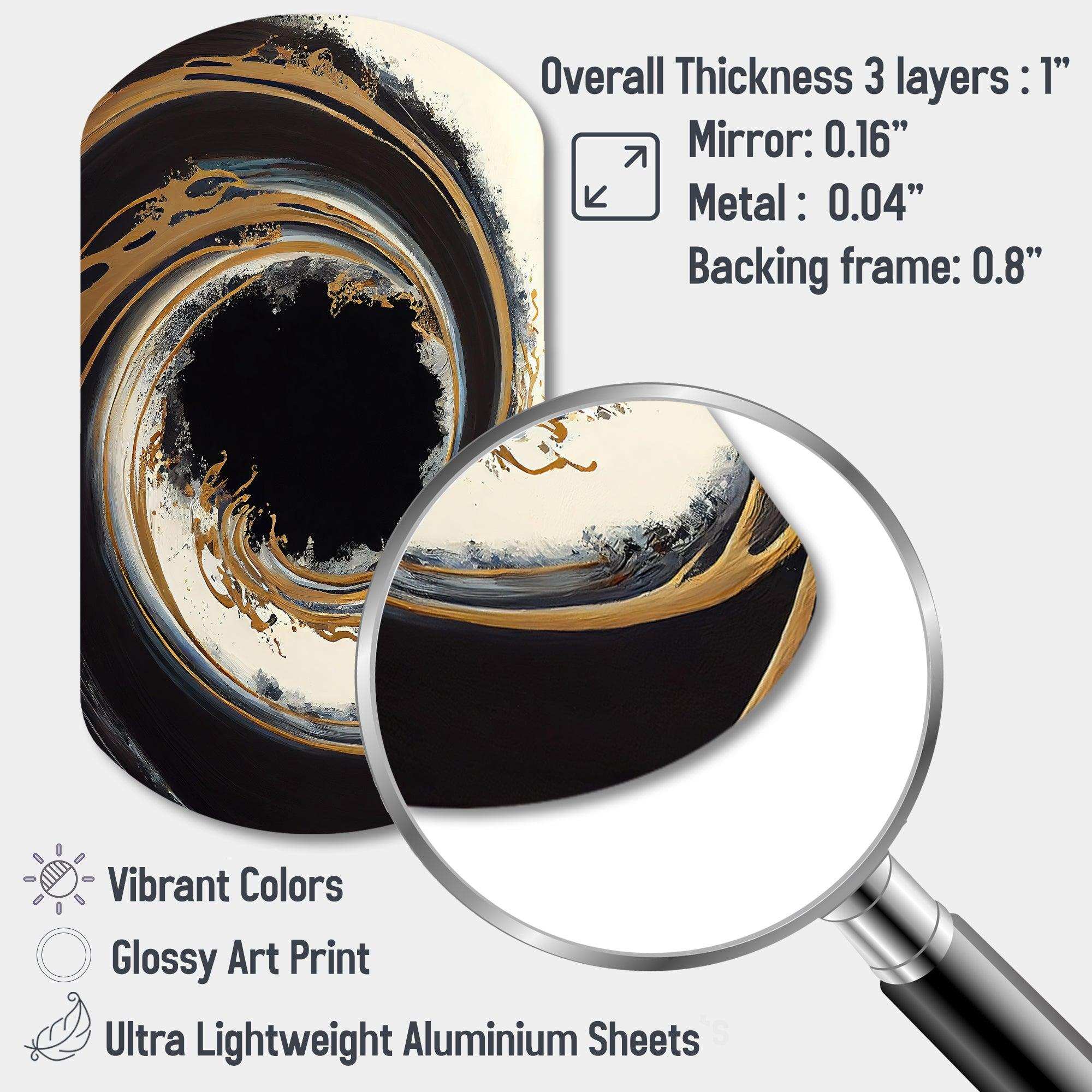 Black And Gold Circle V - Asymmetric Metal Wall Art