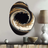 Black And Gold Circle V - Asymmetric Metal Wall Art